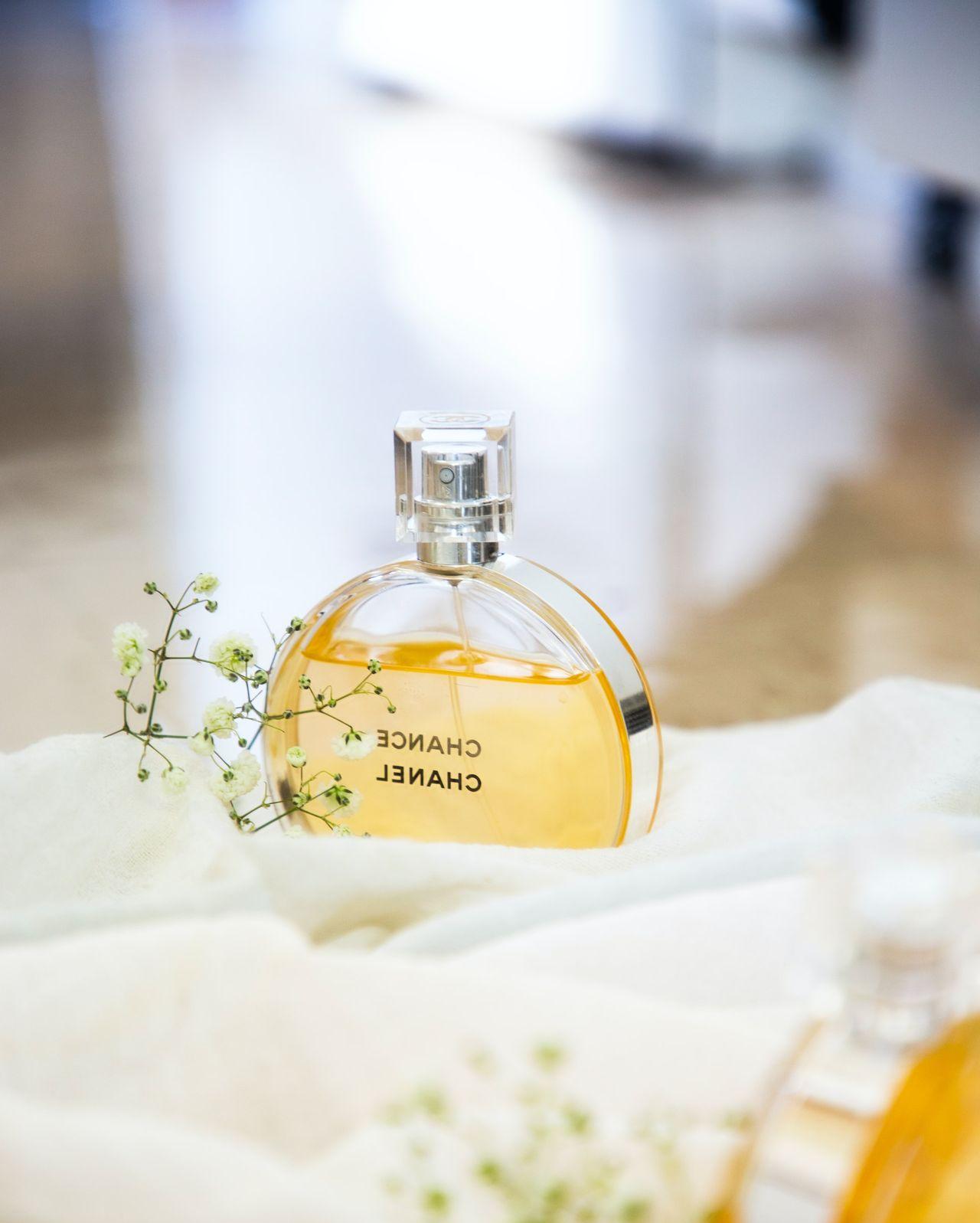 clear glass fragrance bottle