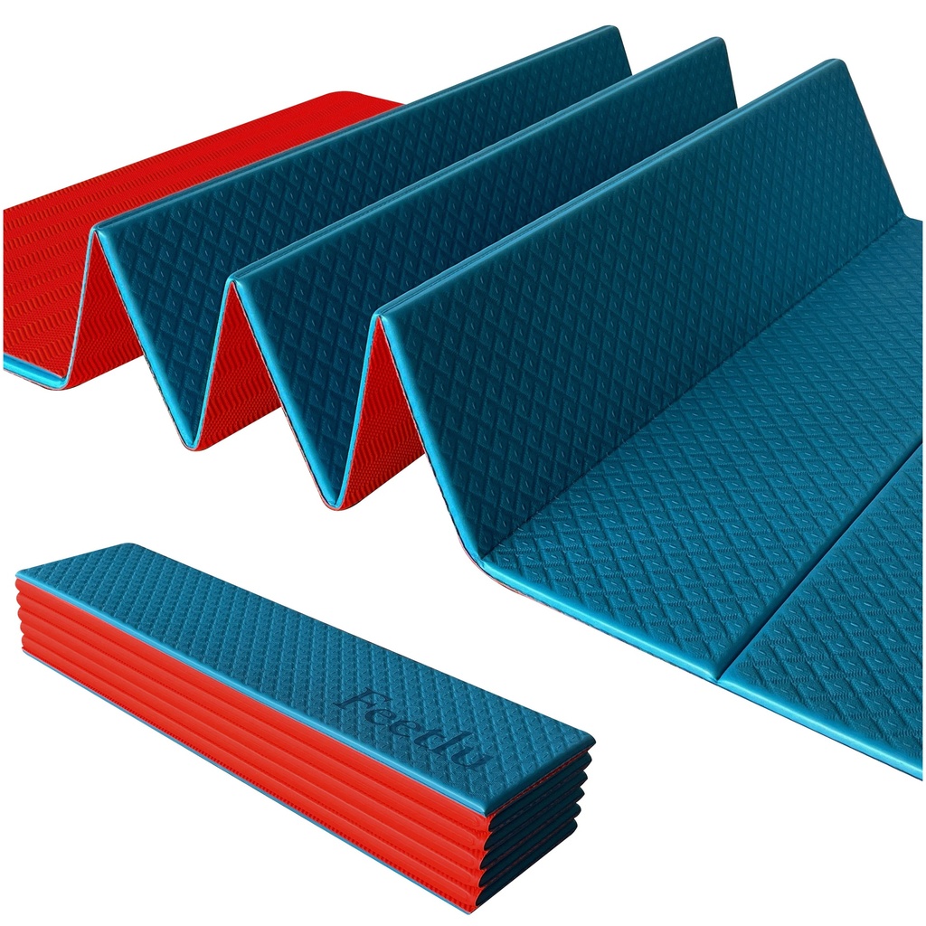 Feetlu Foldable Exercise Yoga Mat 6mm (1/4") - Teal/Orange