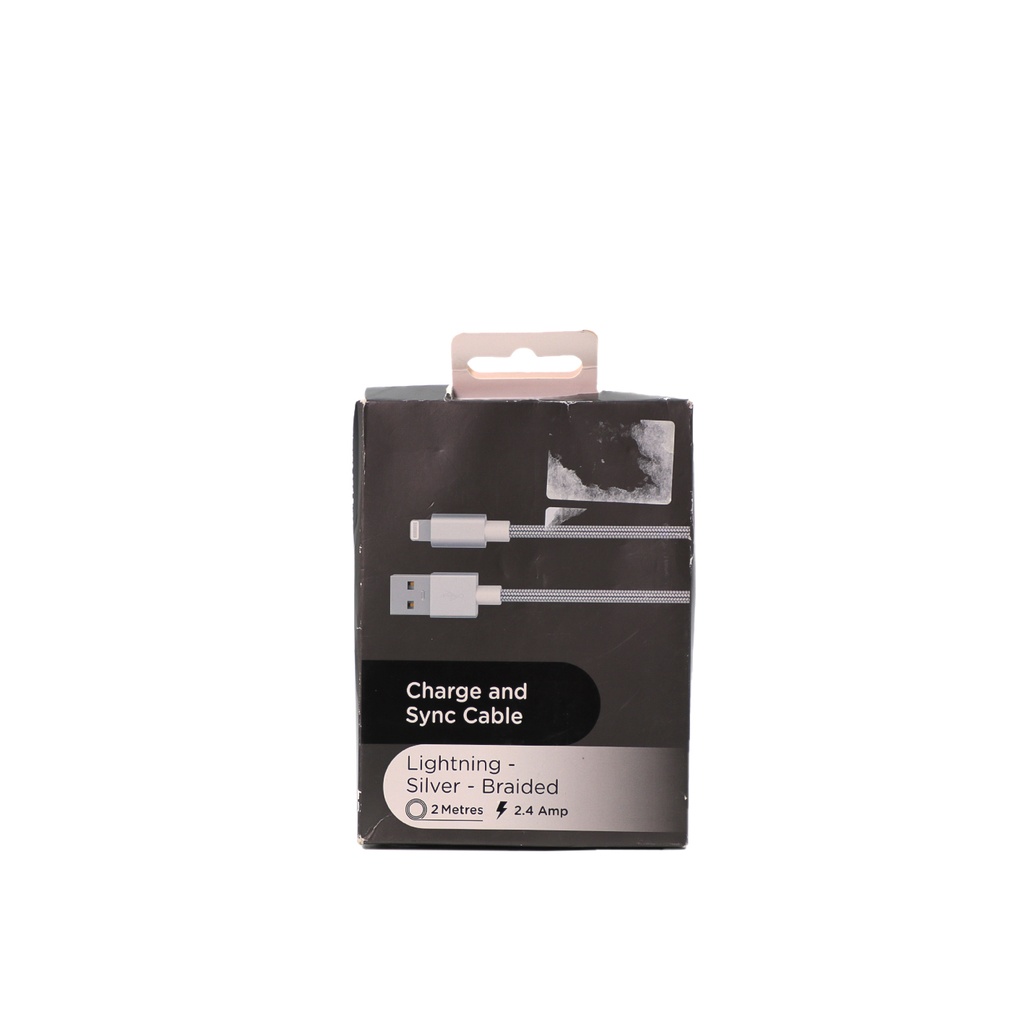 Lightning Silver - Braided 2 Meters  2.4 Amp