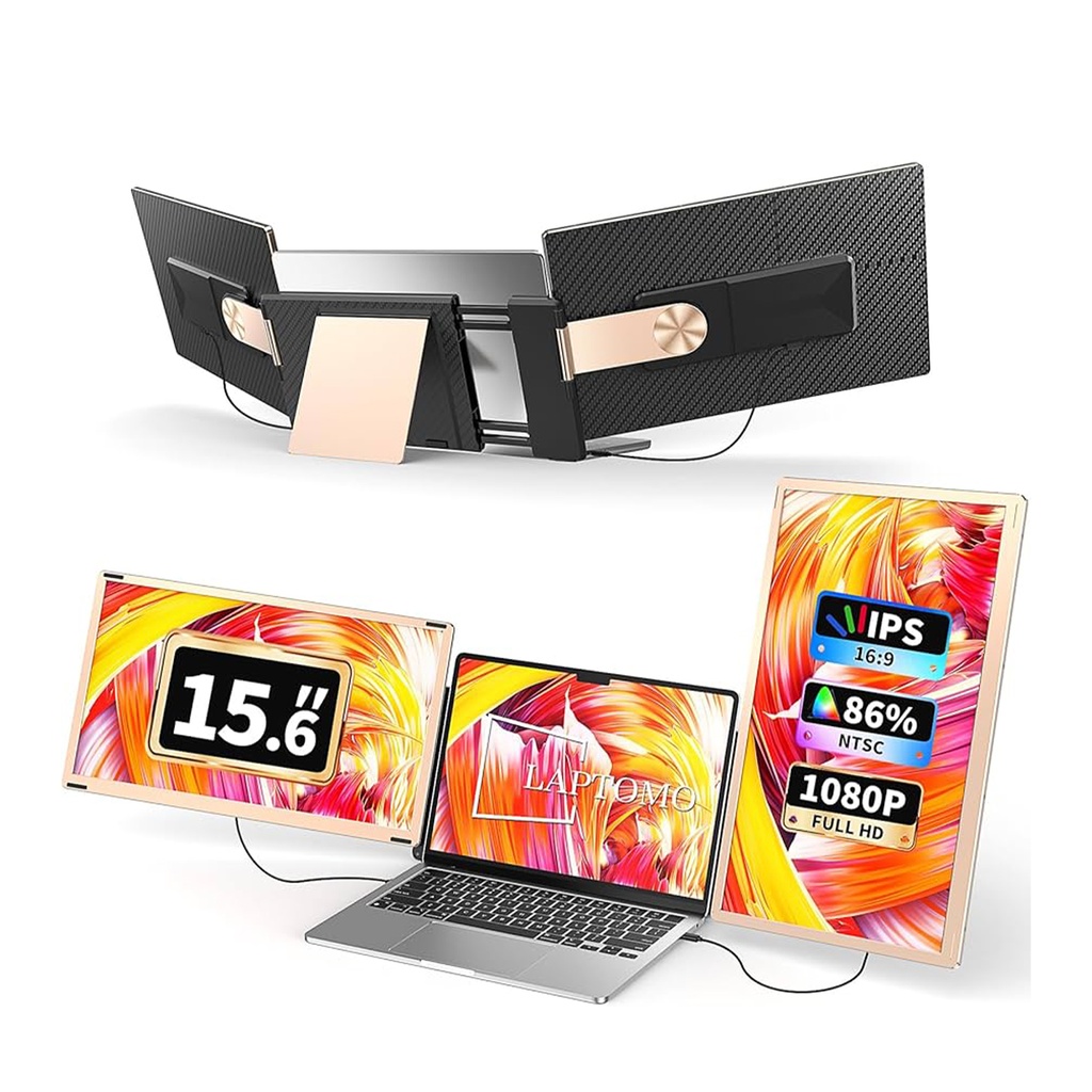 S6 Laptop Screen Extender Monitor Portable 15.6'' Dual Screen for Laptop Plug and Play , FHD 1080p