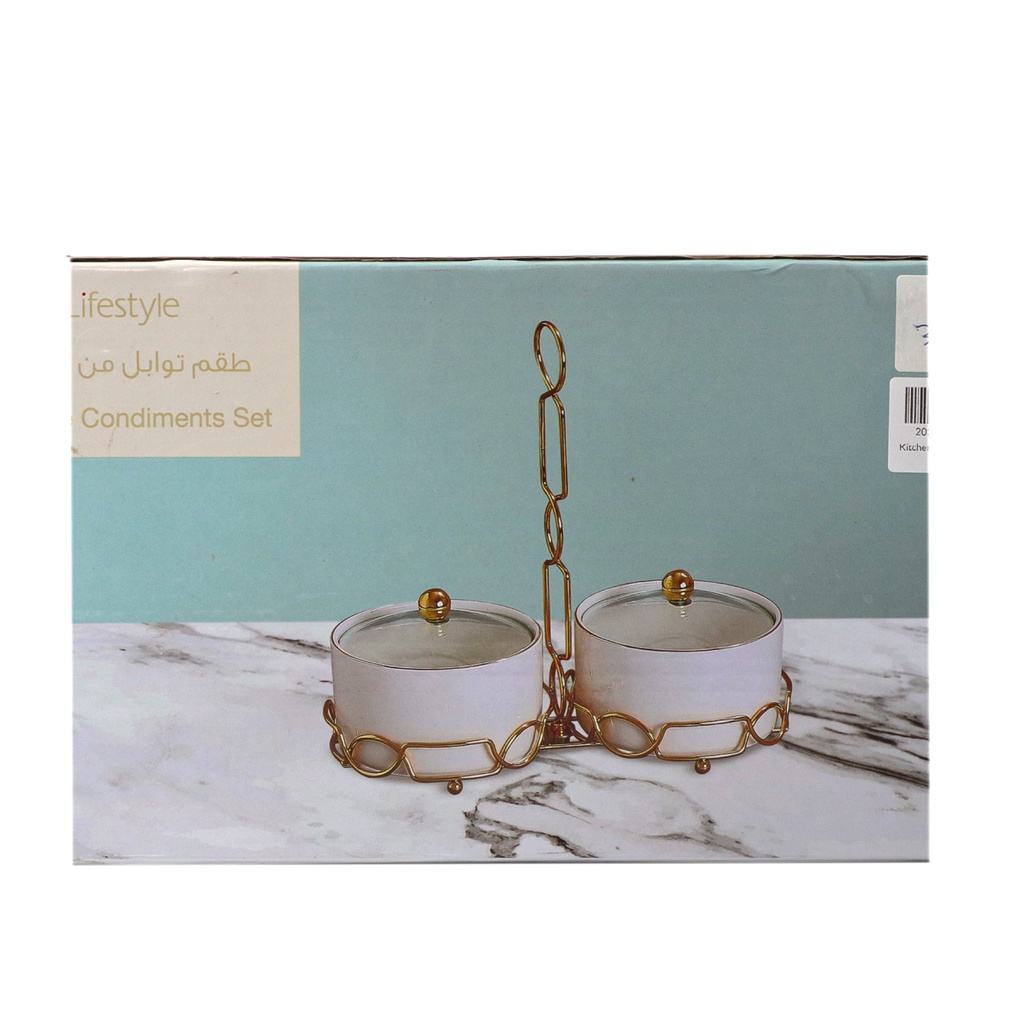 Ceramic 2-Piece Mini Round Serving Bowl Set with Lid and Stand