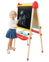 Top Bright Wooden Art Easel for Kids, Toddler Easel Adjustable with Painting Whiteboard, Child Easel