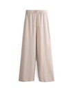 linen wide straight-leg trousers 100% ** Color Sand melange Size : L **