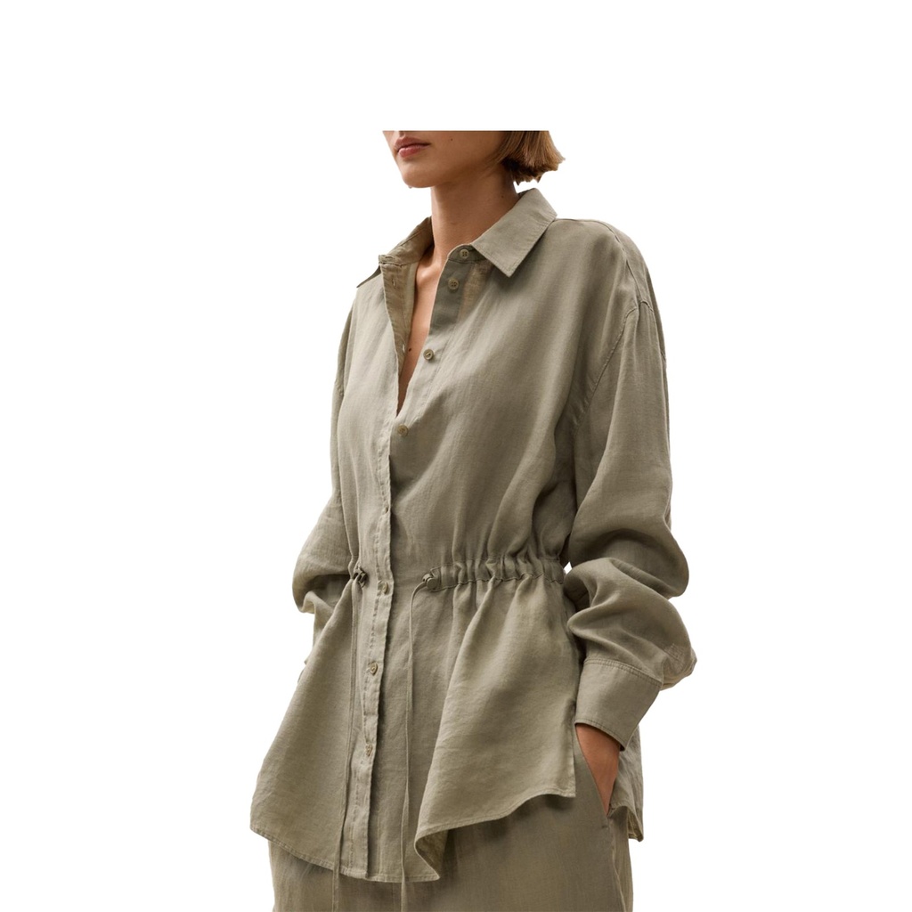 Oysho linen long shirt with adjustable waist  100%  size:s