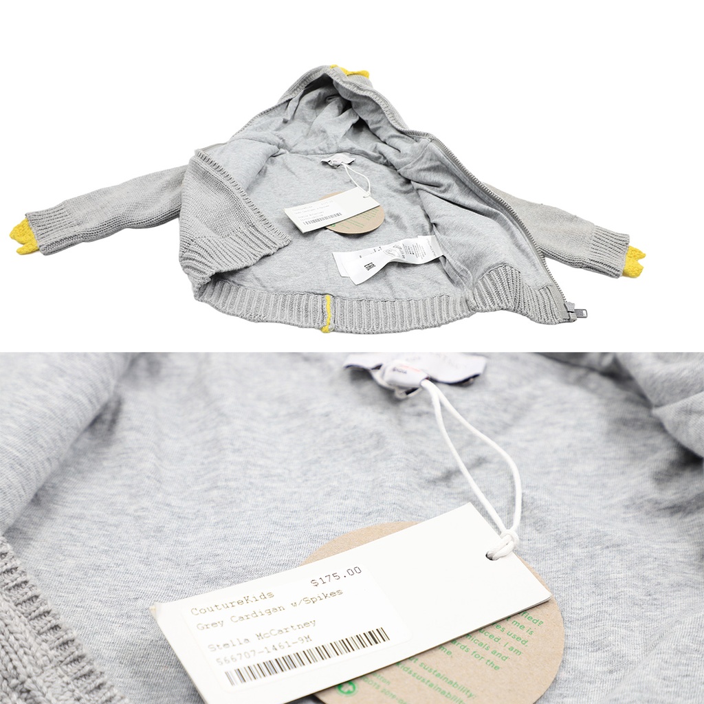 Couture Kids Grey Cardigan w/Spikes Stella McCartney Kids ** Need Washing Before Use **