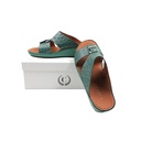 Caretti  Florida 1497 Lined  Sandals  Imitation Ostrich  Green Color  Square Buckle Size - 10