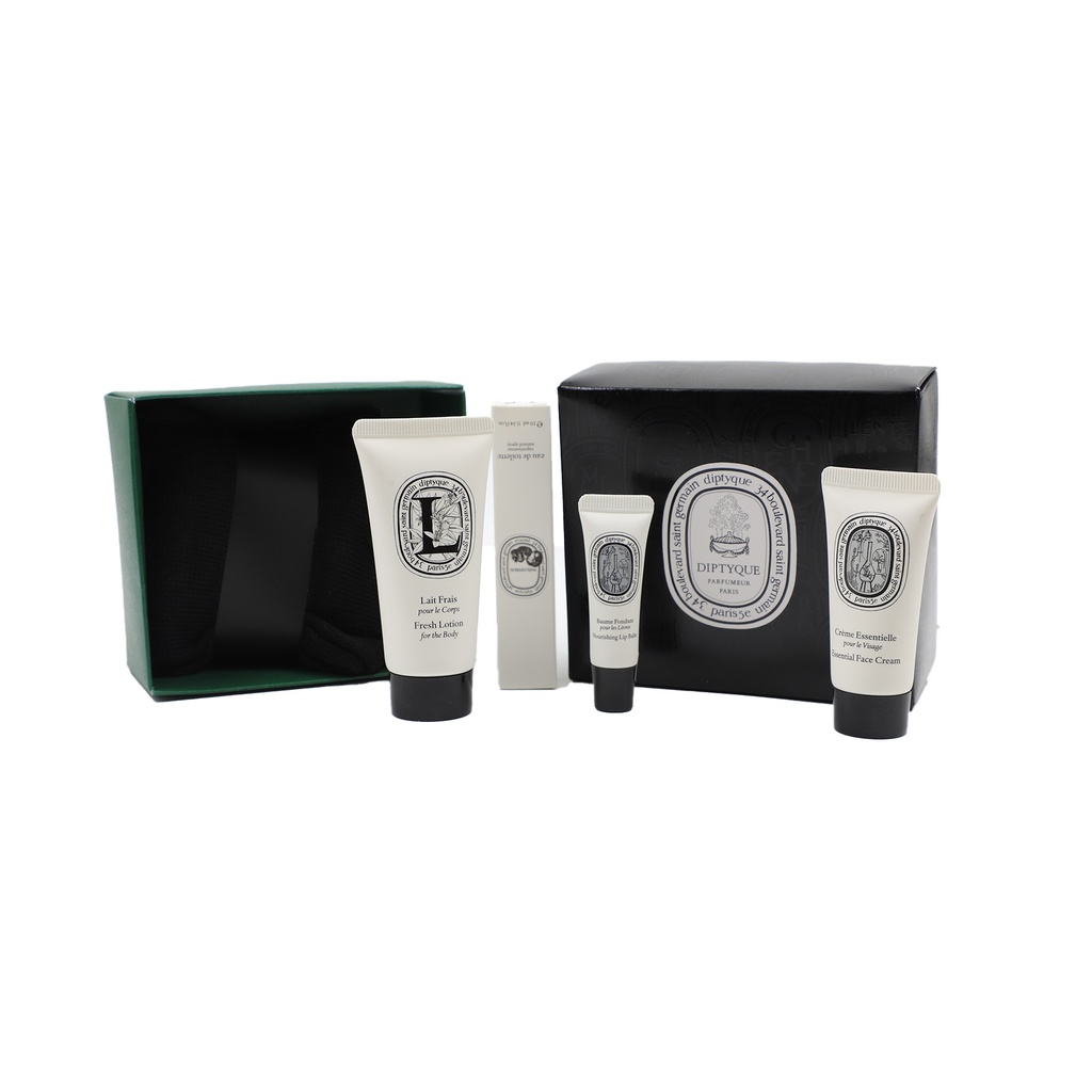 Diptyque  Set Of Perfumeur Paris  Lip Beam, Socks, Eye band, Eau De Toilette , Face Cream, Body Milk