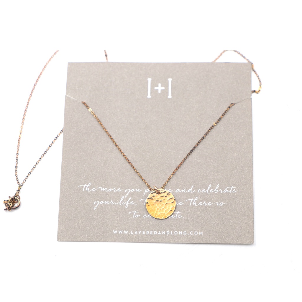 Personalized Initial Disk Necklace, Bold Hammered Pendant