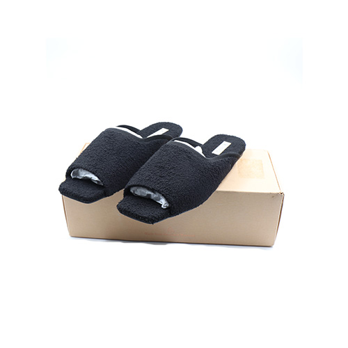 Vivaia Square-Toe Fluffy Slides, Color: Black, Size: EU41