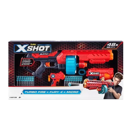 X-Shot Combo Pack Turbo Fire/Fury 4 And Micro (48Darts)