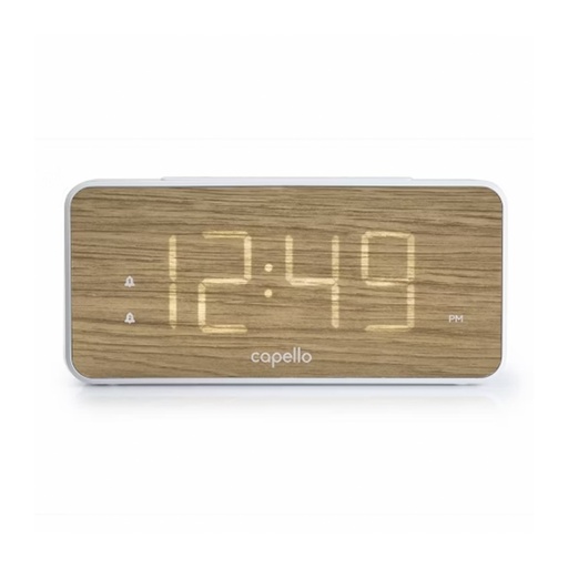 [10537] Capello Big Time Wood Grain Finish Dual Alarm Extra Large Display, Plug In Ac Power