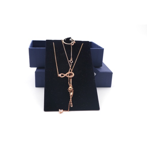 Swarovski Infinity Y Necklace White, Rose-Gold Tone Plated +Ring