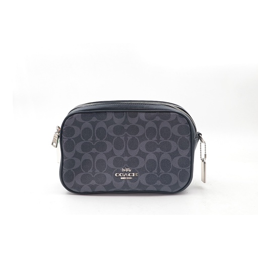 Coach Navy Blue Signature Coated Canvas And Leather Jes Camera Crossbody Bad