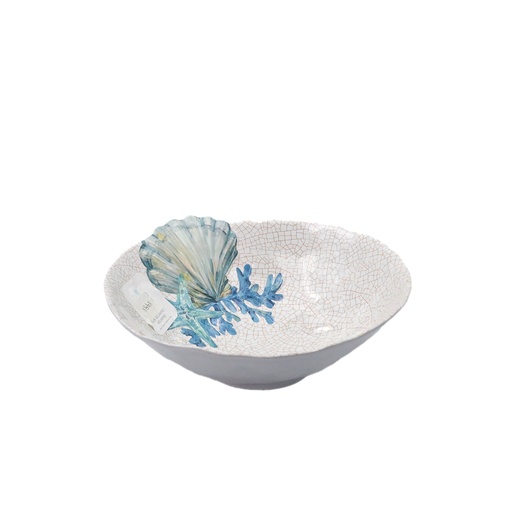 Sigrid Olsen Blue Sea Shell Coasted MELAMINE Oval Salad Bowl