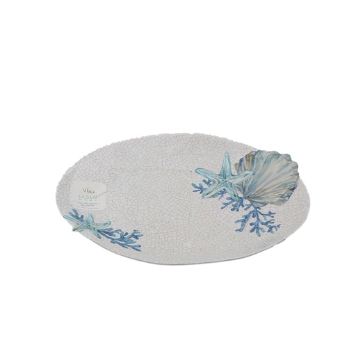 Sigrid Melamine Serving Platter Tray SeaShell Starfish Water Color