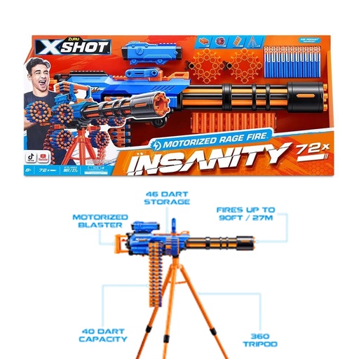 X-Shot  Insanity  72x Motorized Rage Fire Up To  27M