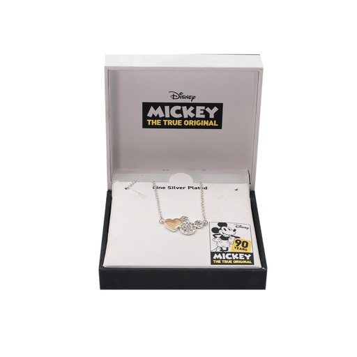 Fisney Mickey & Minnie 90 Years Fine Silver Plated Heart Pendant