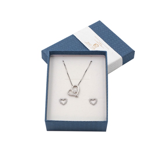 Simple Silver  Sterling  Silver 925 CZ Heart Set