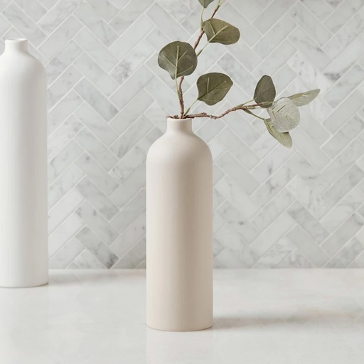 Ready Decorative Ceramic Vase Picardy Ecru 8x8x35cm