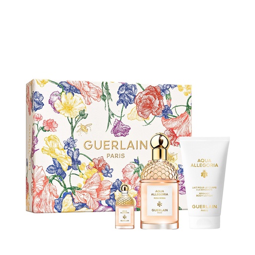 Guerlain Paris gift set - Aqua Allegoria Rosa Rossa 75ml, Eau de Toiltte 7.5ml & Body Lotion 75ml