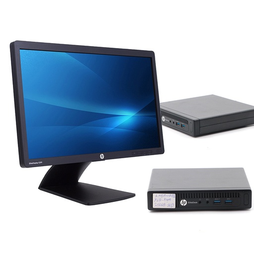 Hp Elitedesk 705 G2 Desktop Mini AMD Pro A12 8GB Ram 256SSD - Screen Hp EliteDisplay E201