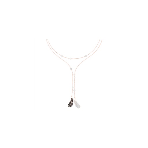 Swarvski Necklace Double Wrap Feather Rose Gold