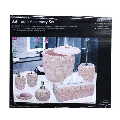 Pink Floral  Design Bathroom 7 Pcs Set