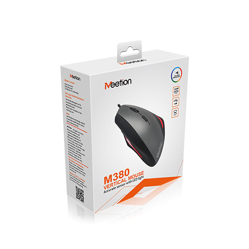 Meetion M380 Vertical Mouse Accurate Sensor With Led Light