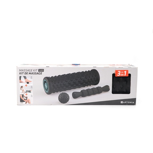 Massage Kit: Massage Roller, Ball And Stick, Black