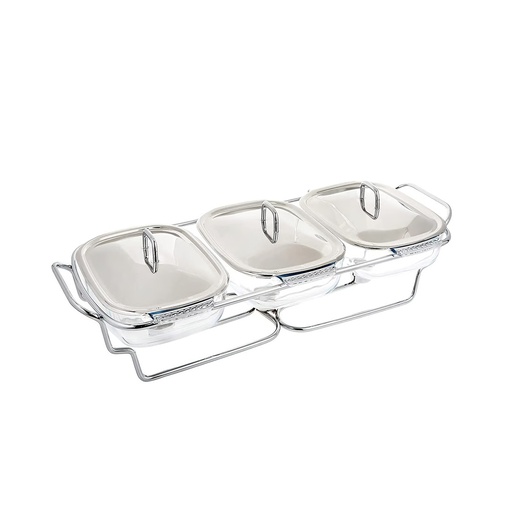 Pyrex Food Warmers With Stand 1.5L Clear 3 PCS