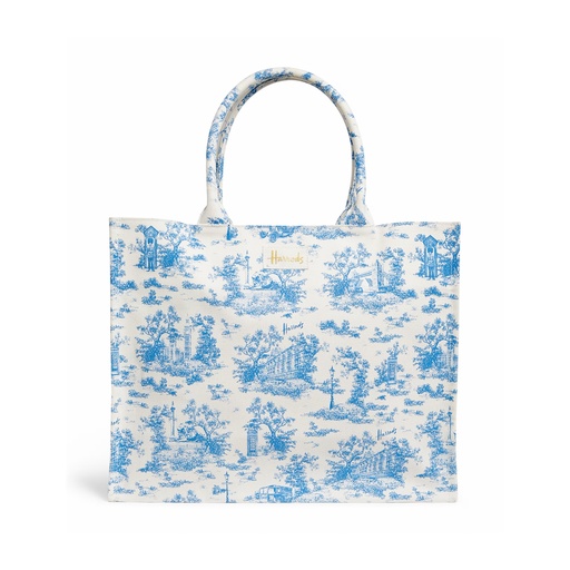 Harrods Toile Grocery Shopping bag Blue