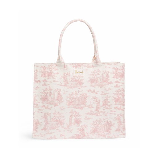 Harrods Toile Grocery Shopping Bag Pink
