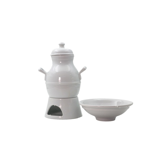 Bean Pot Set WIthLid And Scoop With Warming Base And  1 Plate