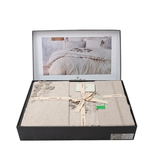 EccoCotton Bej, Duvet Cover  240 * 220 cm,bedsheet: 280 x 280 cm,+ Pillow Case: 50 x 70 cm X2