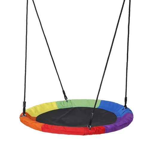 Round Tree Saucer Swing with Adjustable Hanging Ropes for Kids