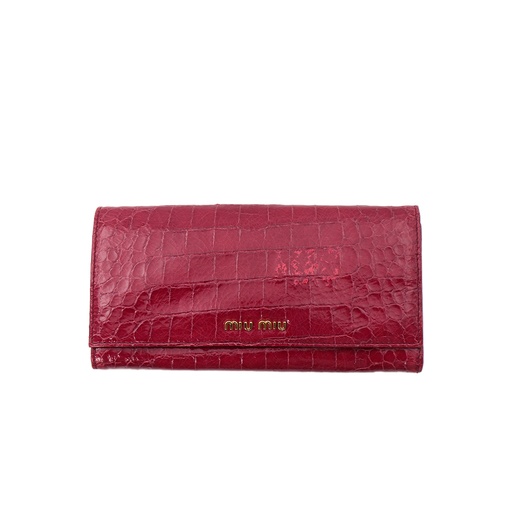 MiuMiu Wallet Red Crocodile ** Has Little Paint Removed Damage **