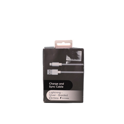 Lightning Silver - Braided 2 Meters  2.4 Amp