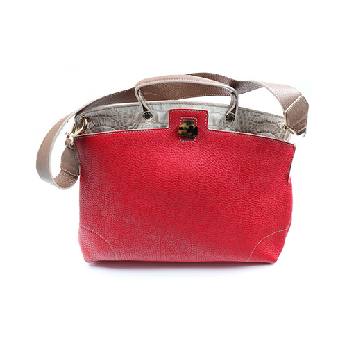 Furla Multicolor Pebbled and Croc Embossed, Handbag