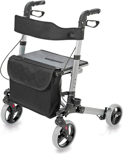 HealthSmart Walker Rollator with Seat and Backrest, Adjustable Handle