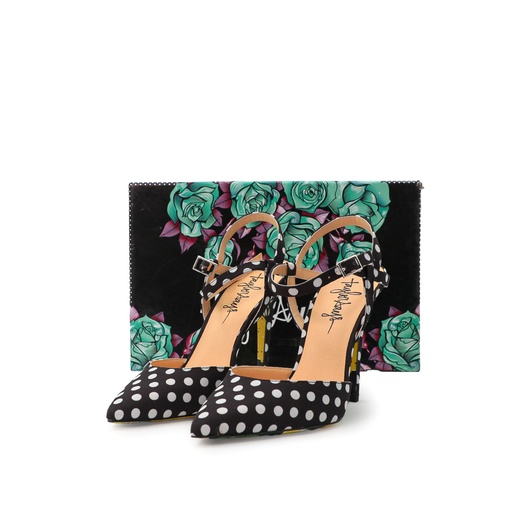 Taylor Says Priscilla  Black White Polka Dot Buckle Strapped Lemon Size US :09