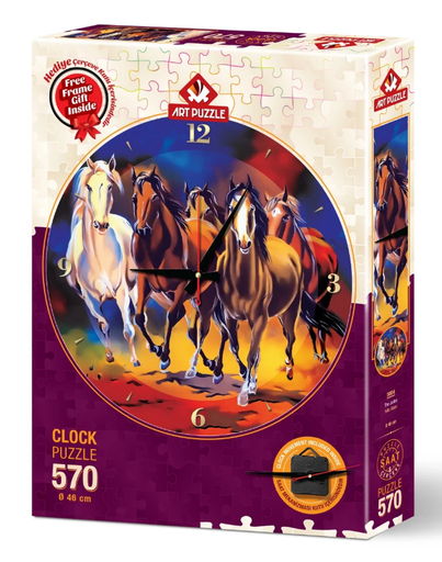 Art Puzzle Yılkı Horses 570 Piece Clock Puzzle