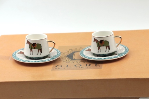 Glore Marble 6-Person Turkish Coffee Set 12 Pcs