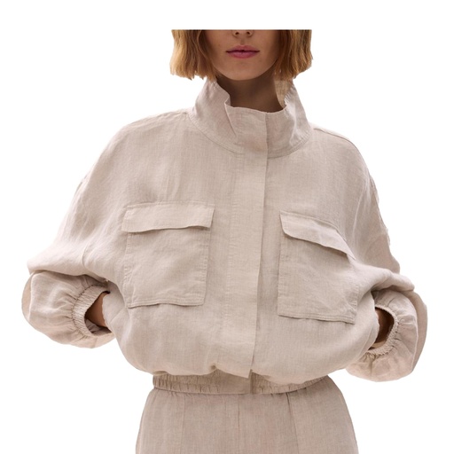 Oysho Beige Shirt Size: M 100% Linen ART:0357