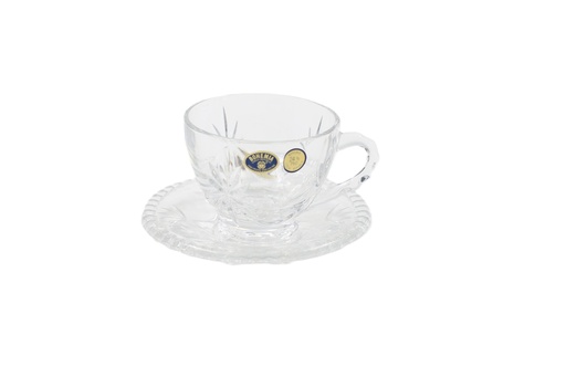 Bohemia crystal coffee cup set with saucer, 12 pieces - clear