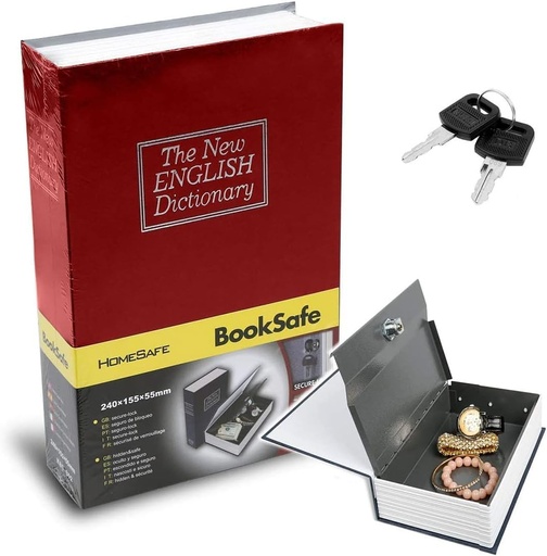 Hnso Metal safe box Lock Box with 2 Key Diversion Book Safe Dictionary Box