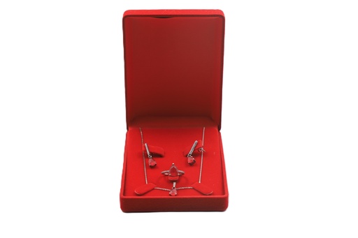 Pink Silver Pendant And Earring Set