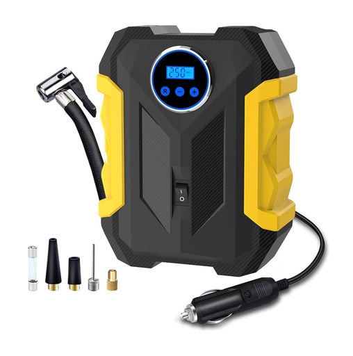 Digital Air Compressor for Car Auto Pump Portable Tire Inflator with LED Light DC 12V