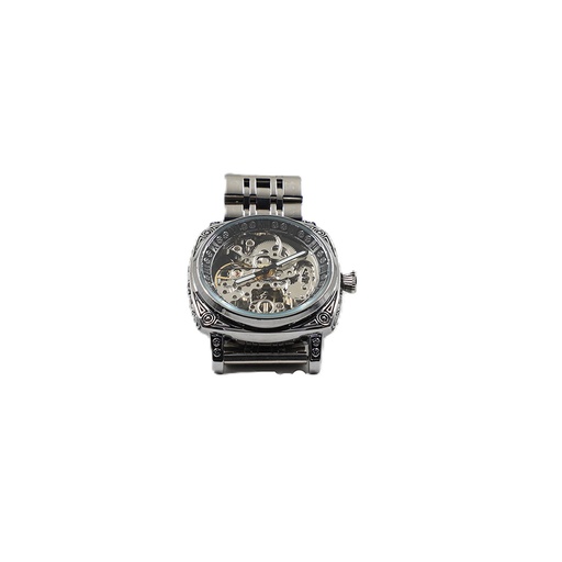 Automatic Luxury Stainless Steel Skeleton Silver Gold Retro Carved Mens Watch