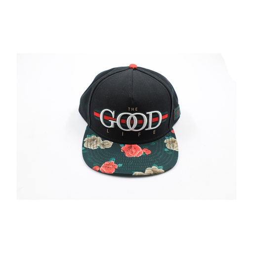 Cayler & Sons The Good Life Red Green Stripe Hat SnapBack Floral Roses Black Cap