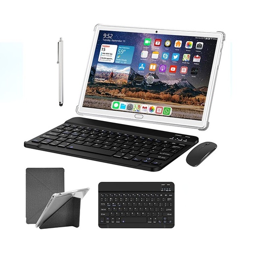 Meize 2 in 1 Tablet 10.1 Inch, Android 11.0 Tablets, 64GB/128GB ROM, Dual 4G Cellular with Keyboard, 18MP Camera, Octa-Core Processor, WiFi,